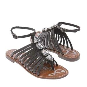 Sam Edelman Dark Brown with Crystal Accents Strappy GoGo Leather Sandals Size 7